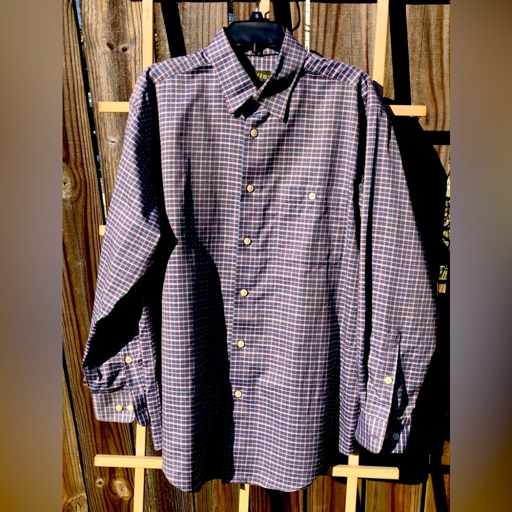 NEW Orvis Wrinkle Free Large Button LS Cotton Check Plaid Casual Collar Shirt